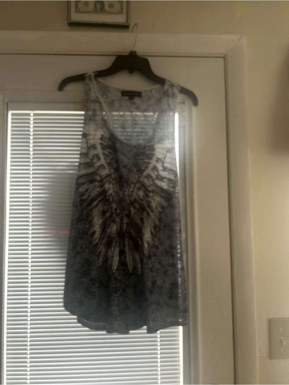 Rock & Republic Gray Feather-Print Tank Top